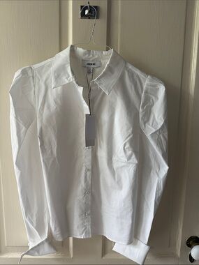 Jason Wu White Button-Front Puff-Sleeve Shirt